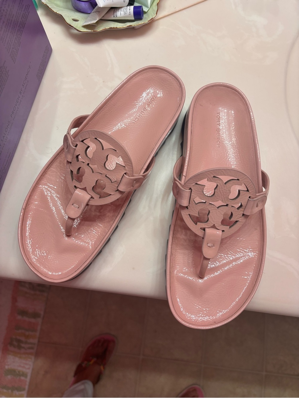 Tory Burch Blush Pink Miller Toe-Ring Sandals